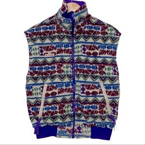 Retro COLUMBIA Reversible Aztec Soft Fleece Vest